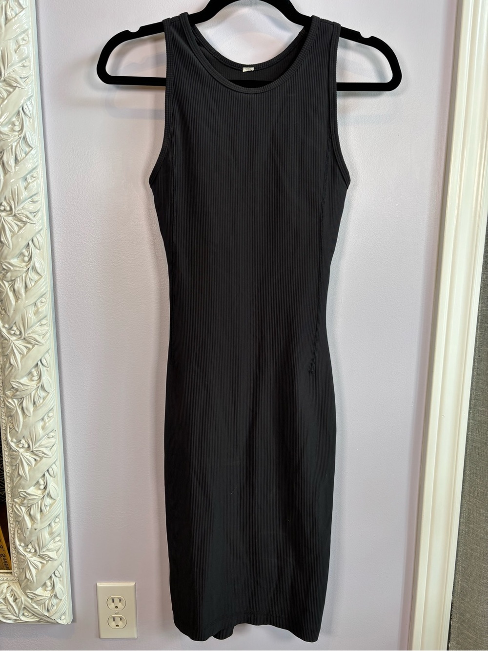 lululemon athletica Brunch and Back Black Ribbed Midi Tank Dress Size 4